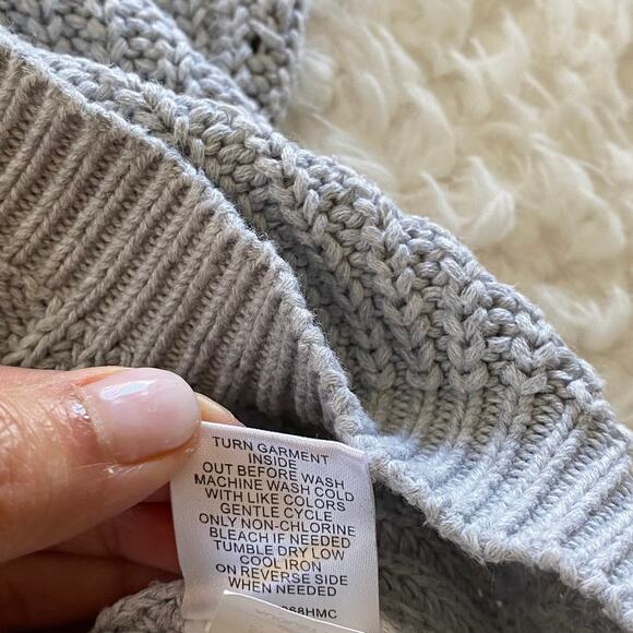 Onehart Long Sleeve Pullover Cable Knit Sweater 100% Cotton Oversized Gray XS - Picture 6 of 9